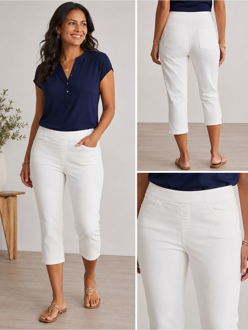 Chico’s White Capri Pants Women’s Size 1 Medium 8-10 Stretch Crop